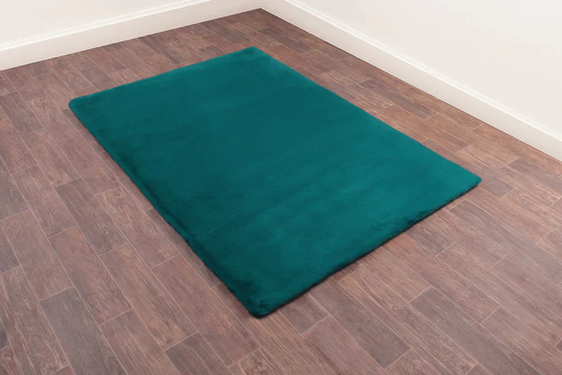 LUXE FAUX FUR RUG PLAIN TEAL