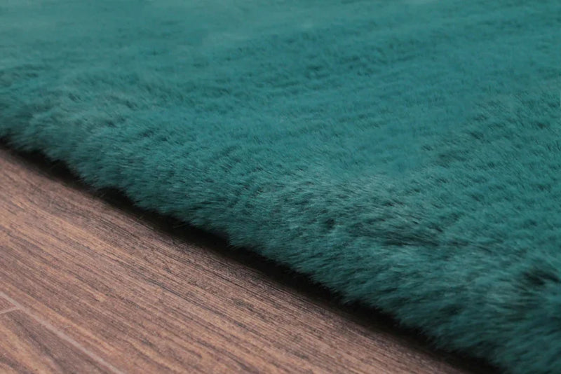 LUXE FAUX FUR RUG PLAIN TEAL