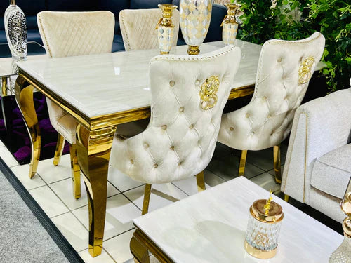 Sofia Dining Table + Victoria Lion Knocker Chairs