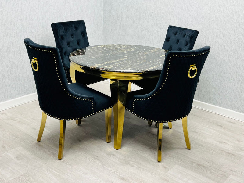 roundmarblediningtableset roundmarblediningtable roundtable rounddiningset velvetdiningchairs velvet furniture furnitureflip décor golddiningtable chromediningtable marbletop diningroom diningroomdecor diningroomideas