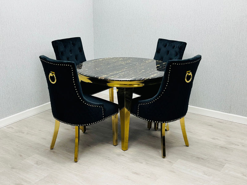 roundmarblediningtableset roundmarblediningtable roundtable rounddiningset velvetdiningchairs velvet furniture furnitureflip décor golddiningtable chromediningtable marbletop diningroom diningroomdecor diningroomideas