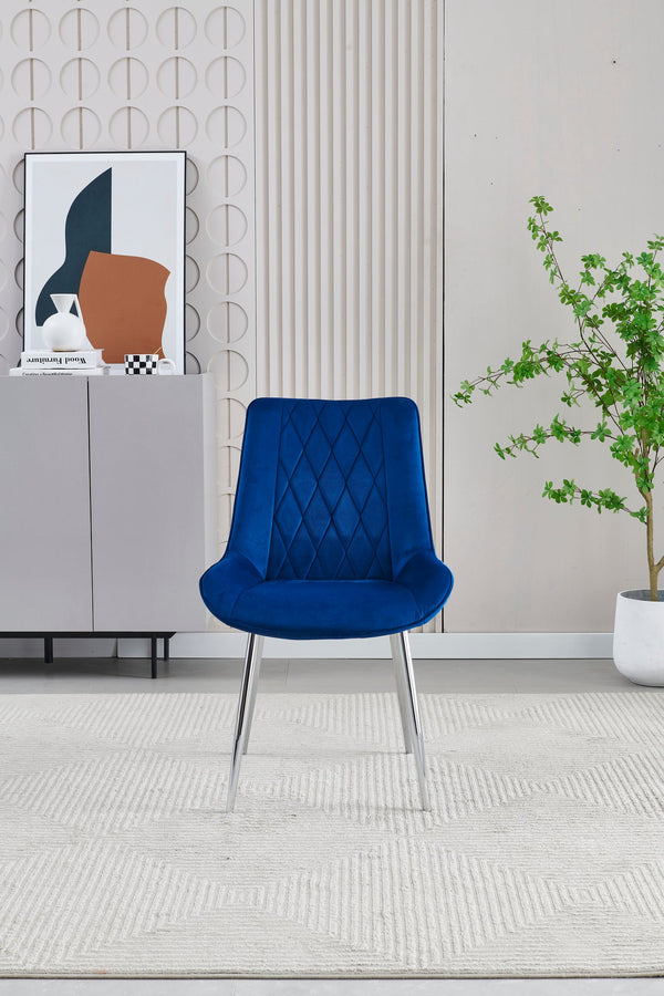 Mortiz Navy Blue  Velvet Dining Chair