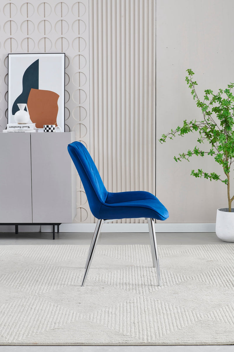 Mortiz Navy Blue  Velvet Dining Chair