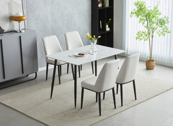 Oxford Ceramic White Dining Table 1.2m & 4 Chairs