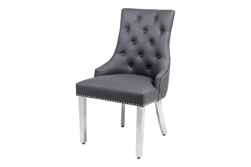 Majestic Hudson Grey/Black PU Leather Dining Chair