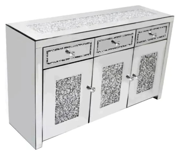 crushed diamond sideboard large sideboard storage mirrored furniture glass furniture Livingroom furniture bedroom furniture home décor home furniture  shiny diamond storage small cabinet fyp trending beautiful love home homeowner luxury love trending