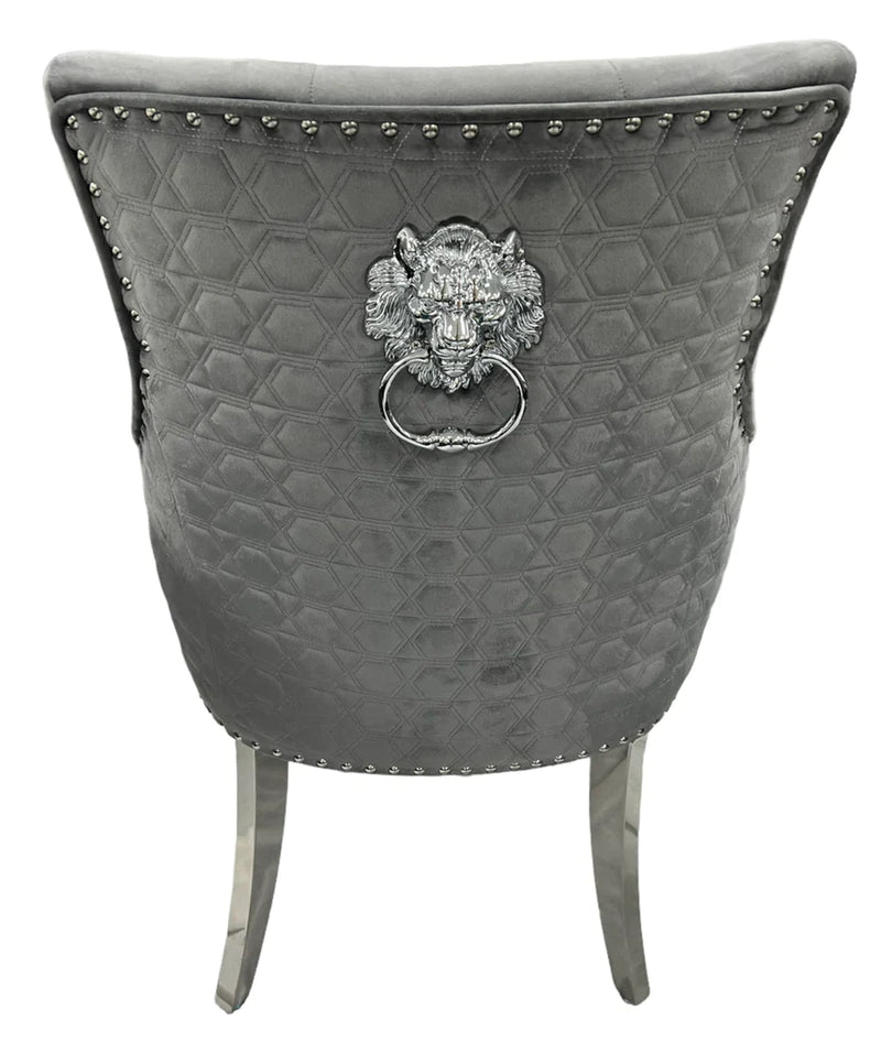 Roma Dark Grey Lion knocker Dining Chair