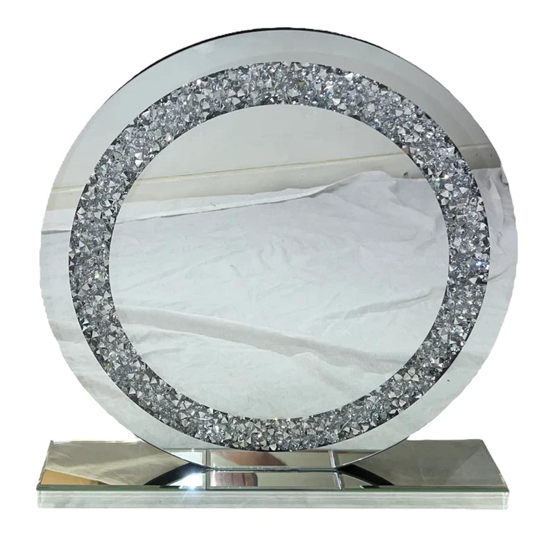 Crushed diamond round dressing table mirror