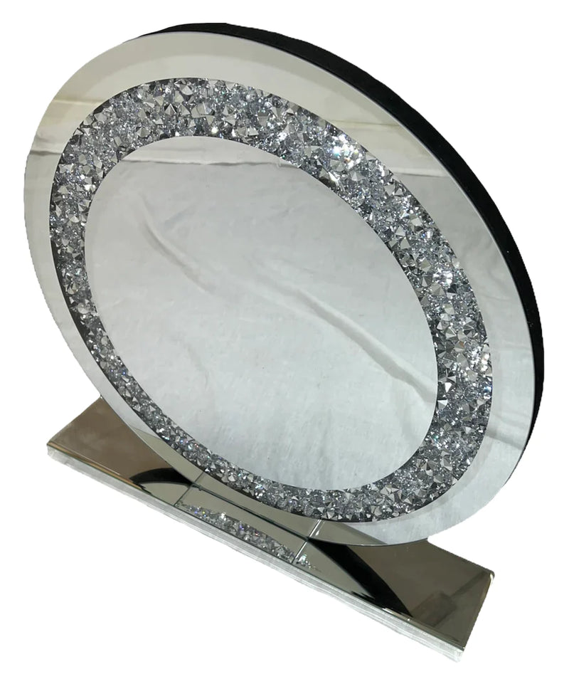 Crushed diamond round dressing table mirror