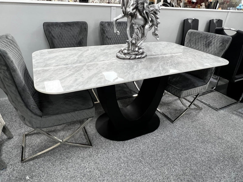 U Shape Grey Ceramic Dining Table