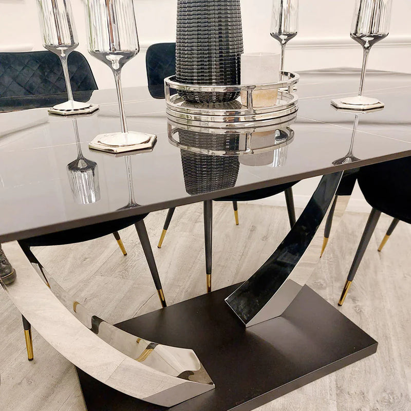 Sinteredstonediningtable sinteredstonetop golddiningchairs golddiningtable marblediningtable velvetdiningchairs velvet furniture furnitureflip décor golddiningtable chromediningtable marbletop diningroom diningroomdecor diningroomideas contemporary dining 
