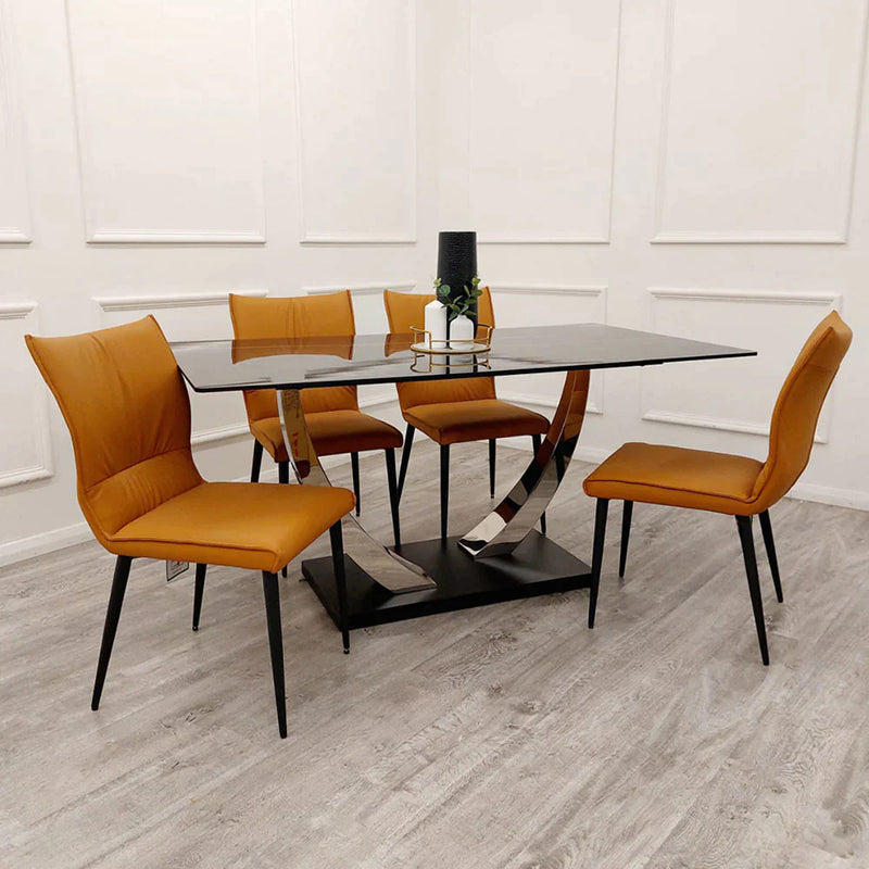 Sinteredstonediningtable sinteredstonetop golddiningchairs golddiningtable marblediningtable velvetdiningchairs velvet furniture furnitureflip décor golddiningtable chromediningtable marbletop diningroom diningroomdecor diningroomideas contemporary dining 