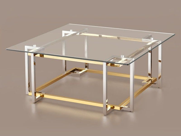 Glass Coffee Table Gold & Chrome
