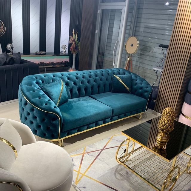 Khalifah Special Sofa  Chrometrimsofa goldtrimsofa velvetsofa dubaisofacollection plushvelvetsofas luxurysofa uniquesofas furniture sofas sofa cornersofa 3+2sofa homedecor design interiordesign livingroom home furnituredesigns love bespoke bespokesofas